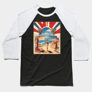 Australia Beach Vintage Travel Poster Tourism Art Baseball T-Shirt